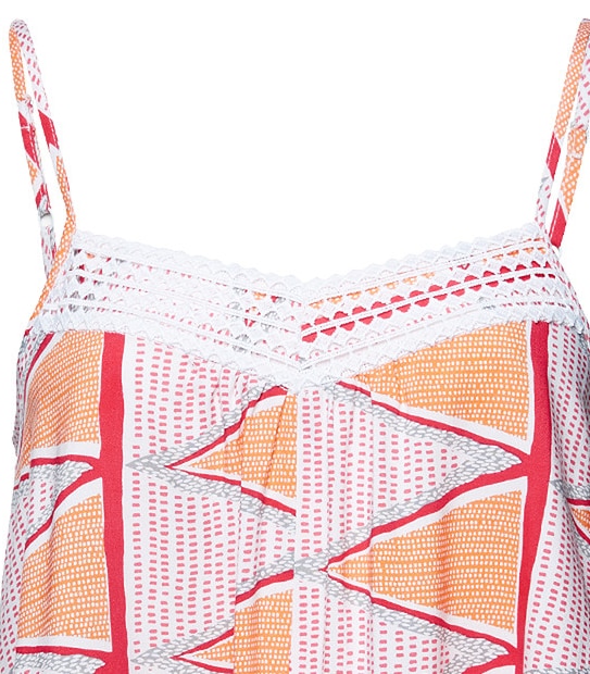 Lily Loves Crochet Trim Singlet - Orange / Pink