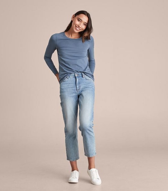Organic Cotton Long Sleeve Crew Neck T-Shirt