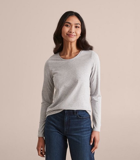 Organic Cotton Long Sleeve Crew Neck T-Shirt