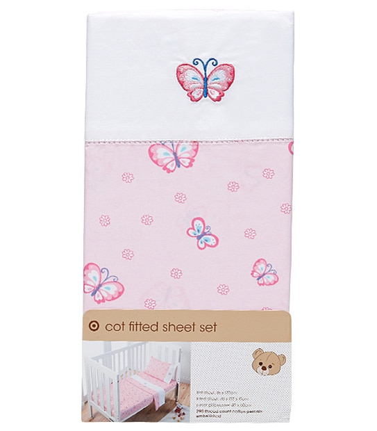 Cot Fitted Sheet Set - Butterfly