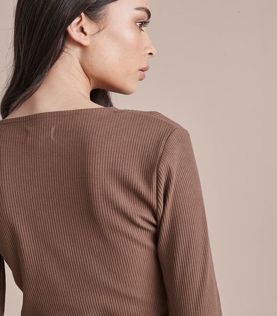 Lily Loves Button Front Rib V-Neck T-Shirt