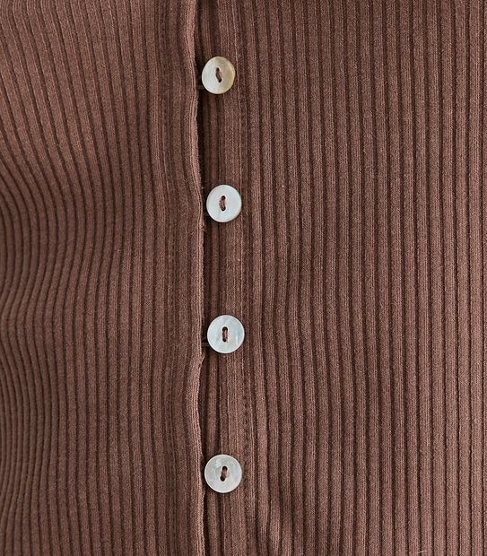 Lily Loves Button Front Rib V-Neck T-Shirt