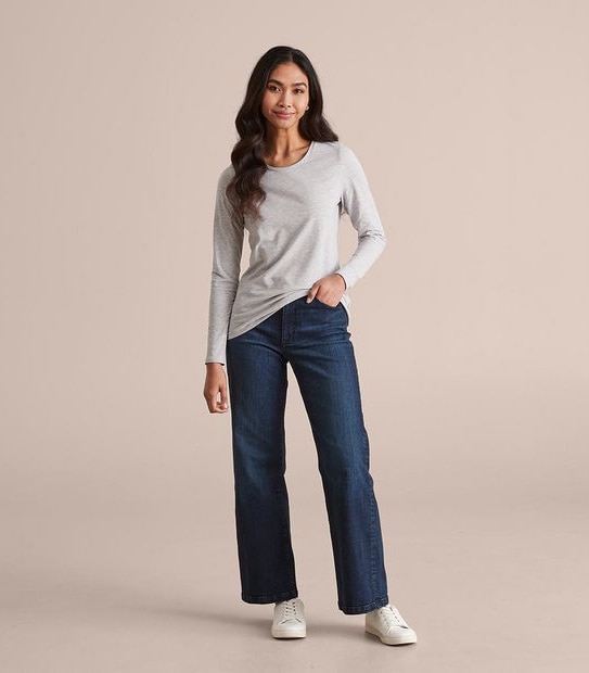 Organic Cotton Long Sleeve Crew Neck T-Shirt