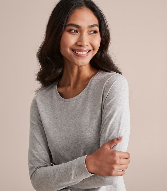 Organic Cotton Long Sleeve Crew Neck T-Shirt
