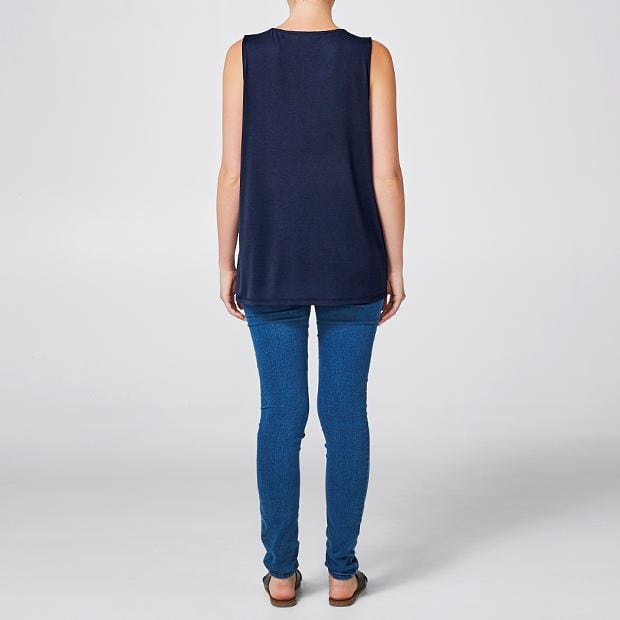 Maternity Wrap Nursing Tank Peacoat/ White Target Australia