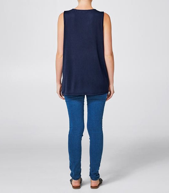 Maternity Wrap Nursing Tank - Peacoat/ White