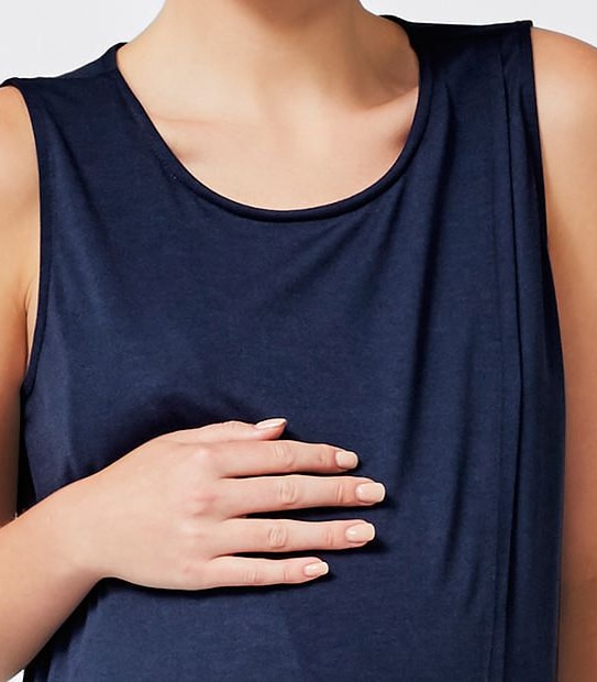 Maternity Wrap Nursing Tank - Peacoat/ White