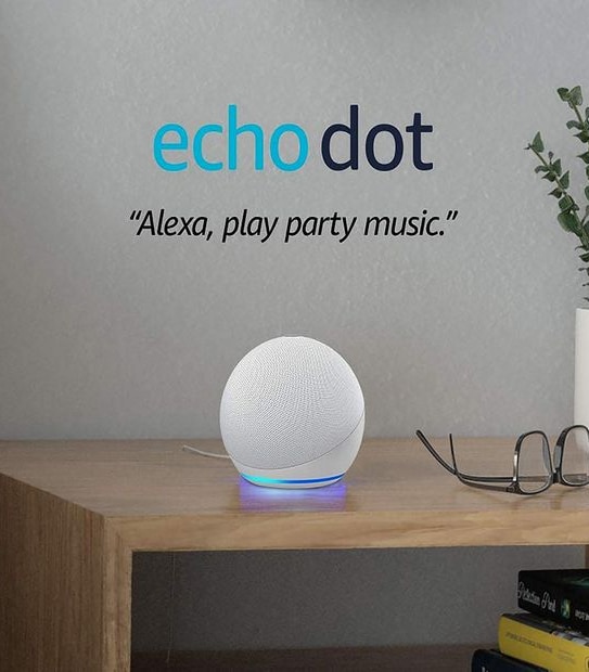 Echo Dot 4th Gen, Smart Speaker with Alexa, Glacier White - B084J4WTS5