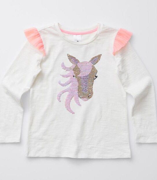 Reversible Sequin Frill Long Sleeve Top