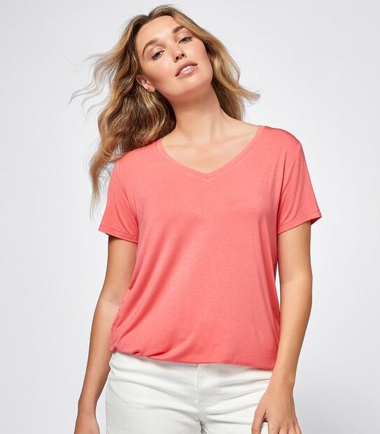 Modal/Elastane V-Neck T-Shirt