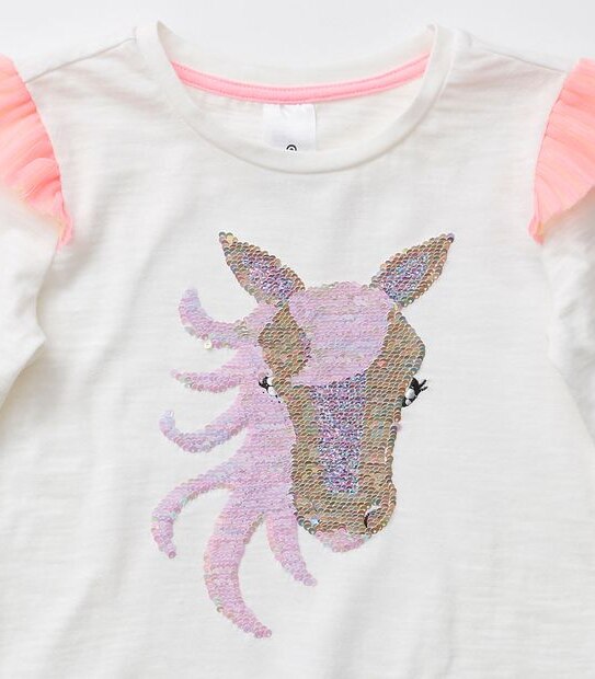 Reversible Sequin Frill Long Sleeve Top