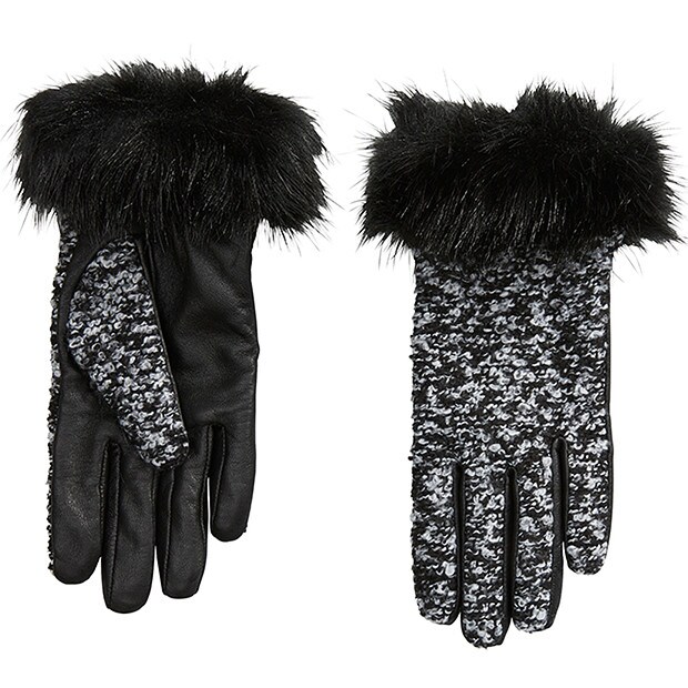 Leather Boucle Gloves - Black Leather Boucle Gloves - Black