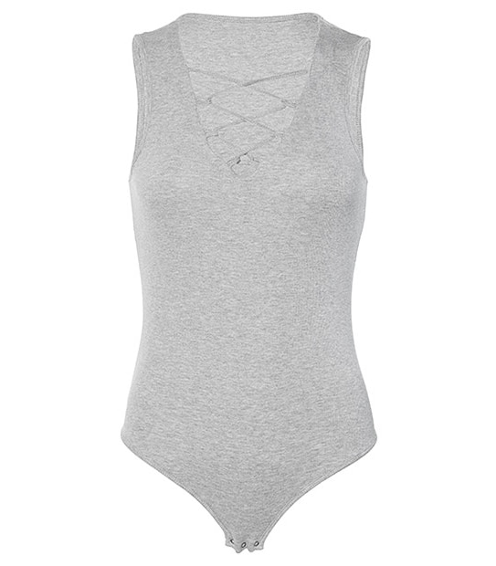 Lily Loves Cross Front Bodysuit - Grey 3 of 4