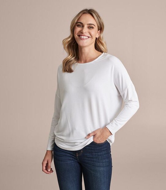 Drop Shoulder Scoop Neck Top