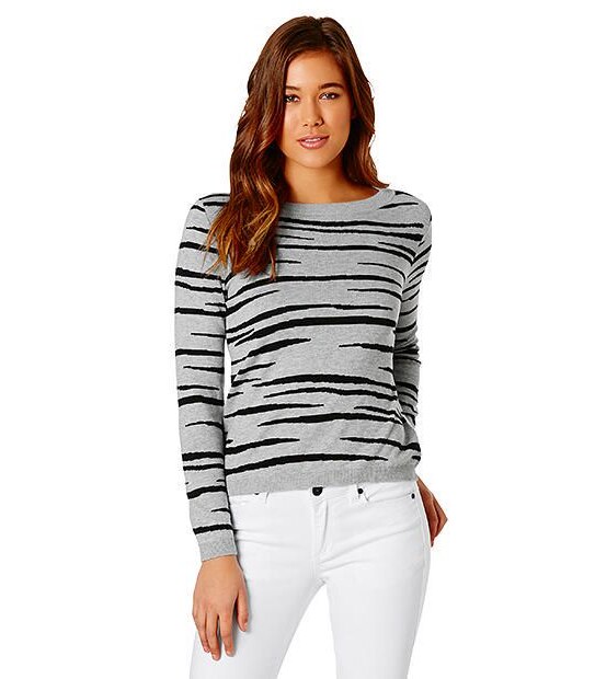 Lily Loves Tiger Print Knit Jumper - Grey