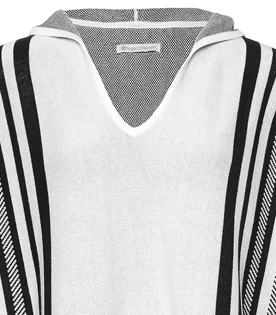 Hooded Poncho - White / Black