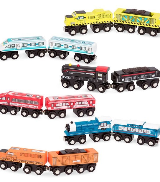 B. toys Wood & Wheels Wooden Trains Assorted