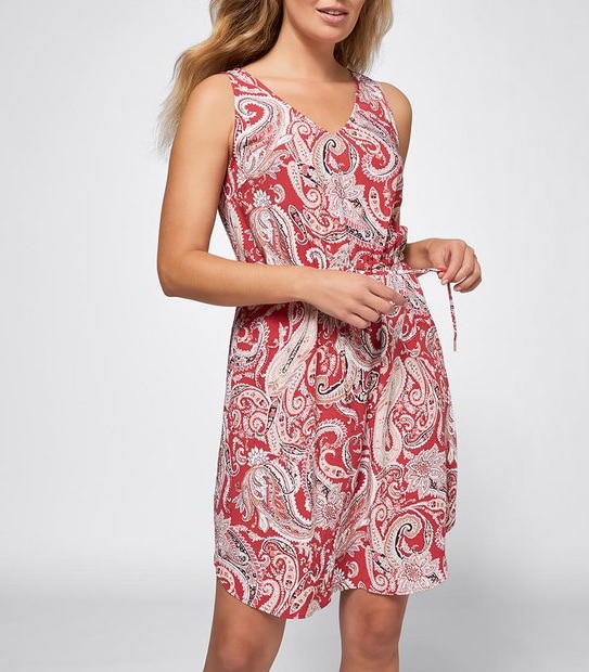 Paisley Print Tie Waist Dress