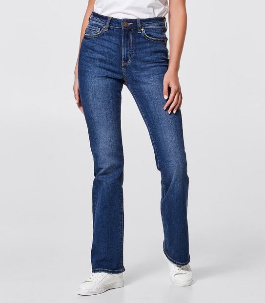 DENIM Jasmin High Rise Full Length Bootleg Jeans - Mid Wash Blue