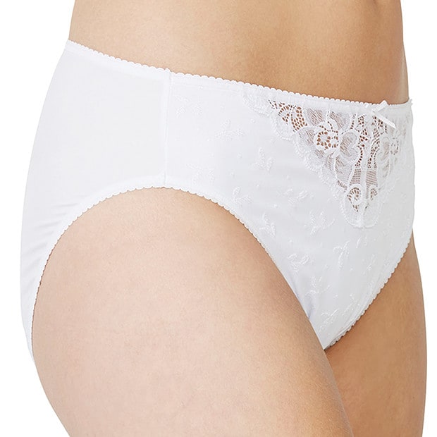 Jacquard High Cut Briefs - White Jacquard High Cut Briefs - White