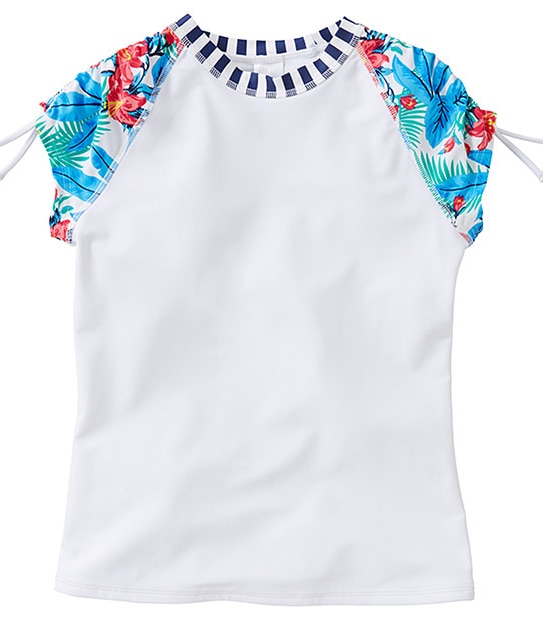 Girls' Tropical Print Rash Vest And Bikini Set