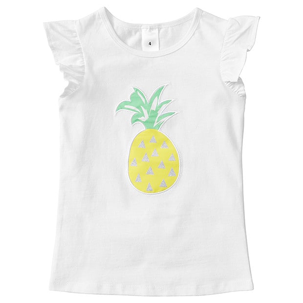 Girls' Short Sleeve Glitter Pineapple T-Shirt