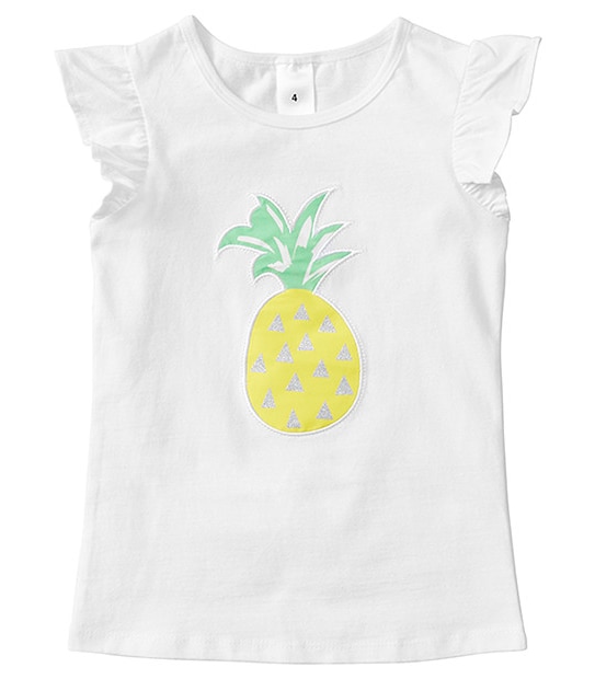 Girls' Short Sleeve Glitter Pineapple T-Shirt