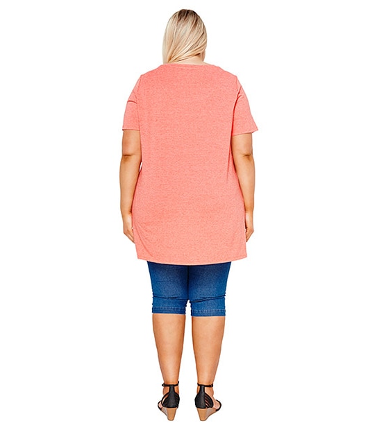 Belle Curve Side Split T-Shirt - Peach
