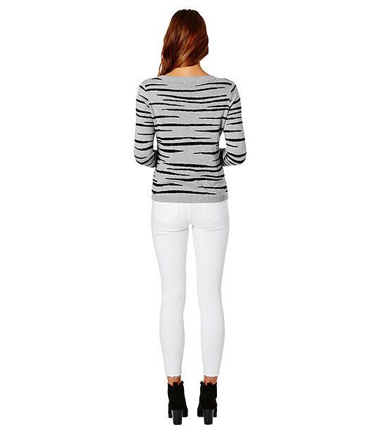 Lily Loves Tiger Print Knit Jumper - Grey