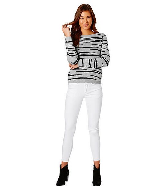 Lily Loves Tiger Print Knit Jumper - Grey