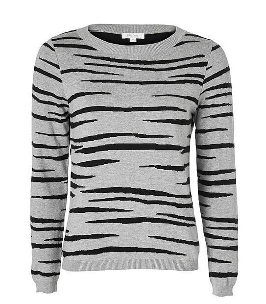 Lily Loves Tiger Print Knit Jumper - Grey