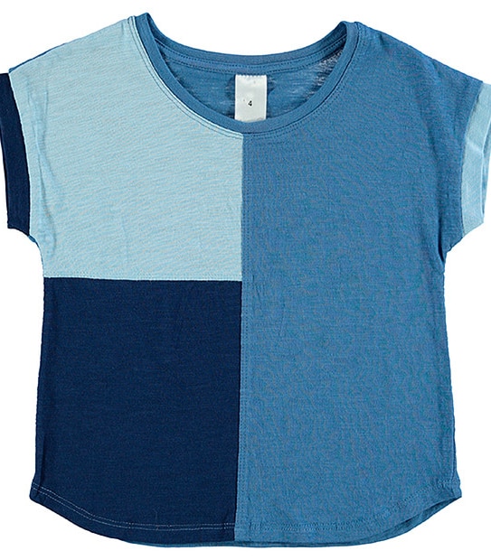Girls' Short Sleeve Colour Block Panel T-Shirt