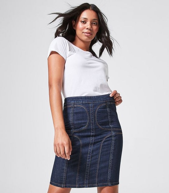 Bettina Liano Pencil Panel Skirt - Mid Wash Blue