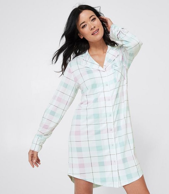 Jersey Nightshirt - Lilac Purple Check