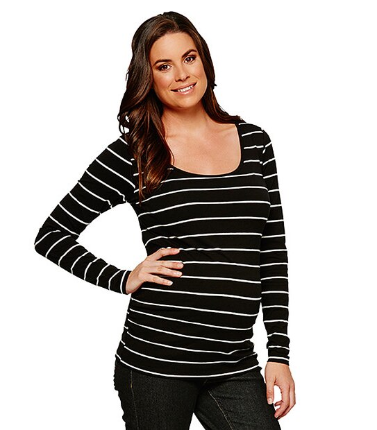 Maternity Long Sleeve Top - Black / White