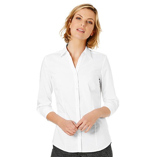 thumbnail image 2 of Amazon Essentials Women's 3/4 Sleeve Pop-Over Shirt – Loose Fit V-Neck Blouse In Drapey Viscose 2 of 12