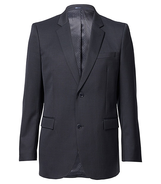 Wool Blend Suit Jacket - Navy
