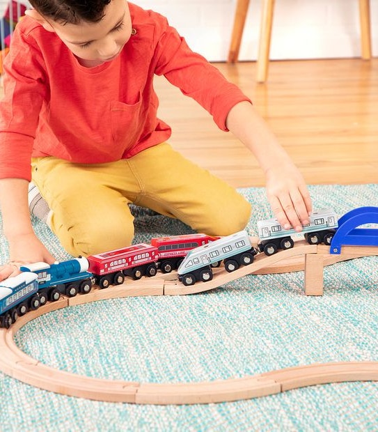 B. toys Wood & Wheels Wooden Trains Assorted