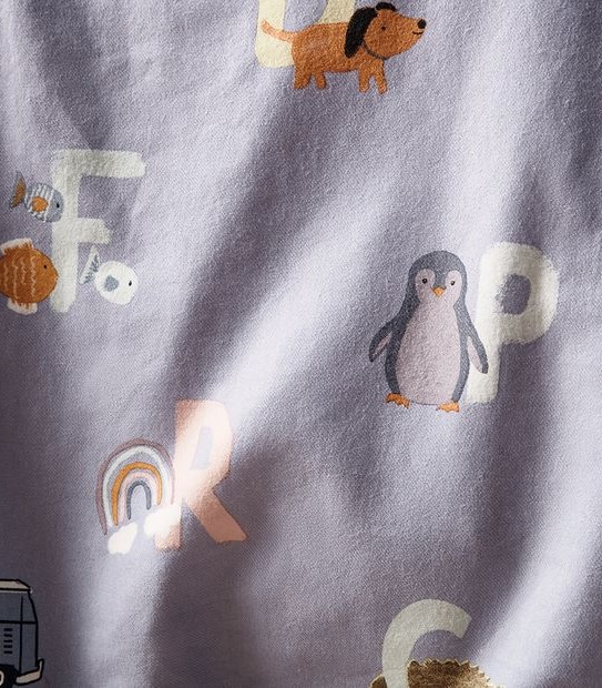 Alphabet Flannelette Kids Quilt Cover Set