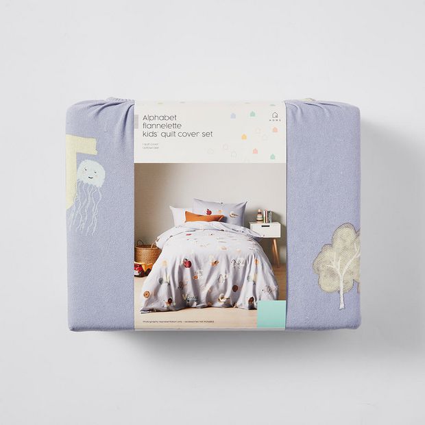 Alphabet Flannelette Kids Quilt Cover Set