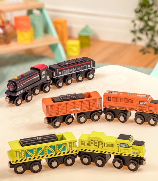 B. toys Wood & Wheels Wooden Trains Assorted