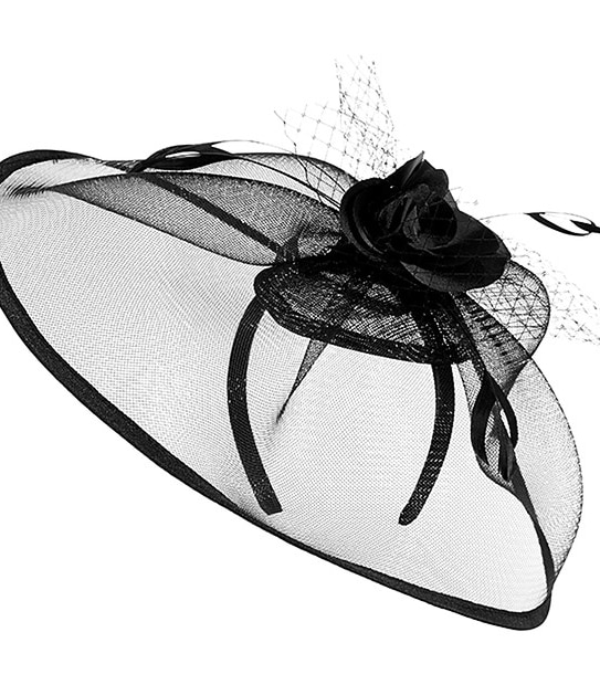 Natalie Crinoline Saucer Fascinator - Black