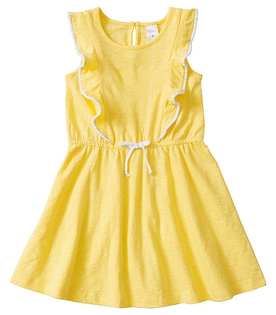 Girls' Flutter Sleeve Pom Pom Dress