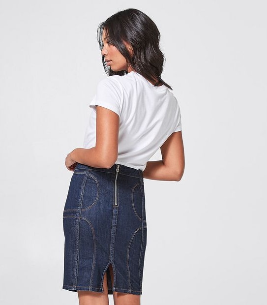 Bettina Liano Pencil Panel Skirt - Mid Wash Blue