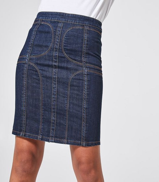 Bettina Liano Pencil Panel Skirt - Mid Wash Blue