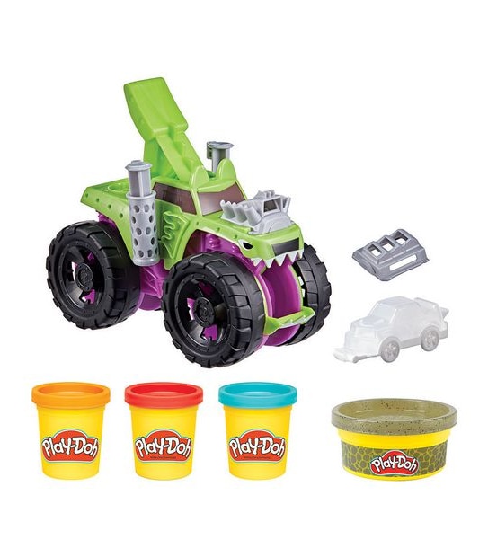 Play-Doh Wheels Chompin' Monster Truck Toy with Car Accessory and 4 Colours