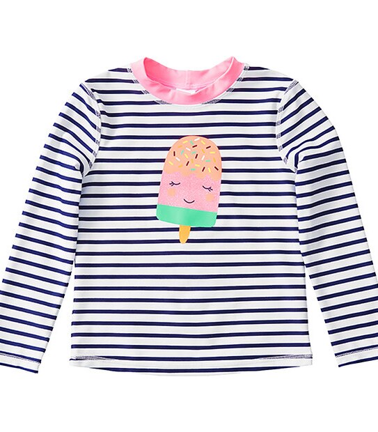 Girls' Long Sleeve Ice Cream Stripe Rash Vest