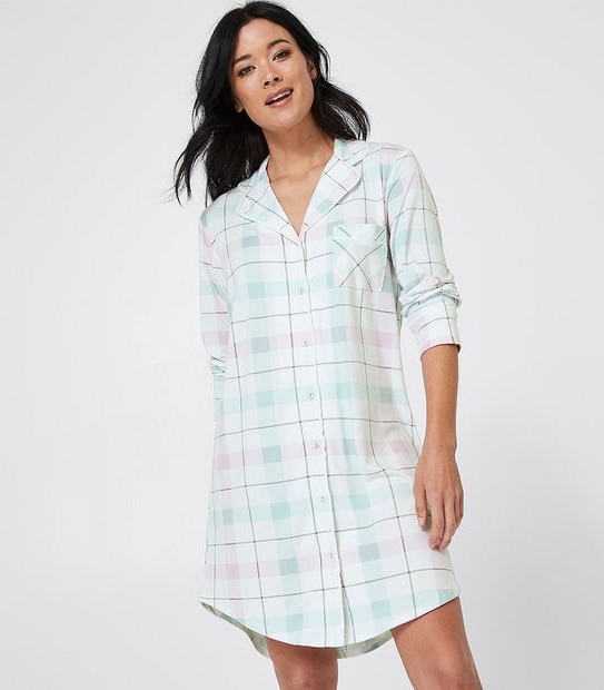 Jersey Nightshirt - Lilac Purple Check
