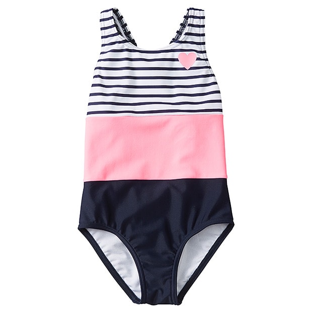Girls' One Piece Spliced Stripe Bathers Target Australia