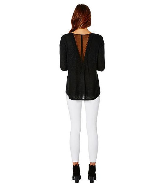 Lily Loves Mesh Insert Knit Top - Black 2 of 5